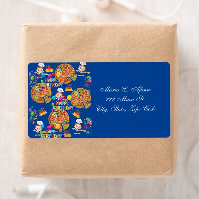 Adress returetiketter Pizza Paj Grattis på födelse Fraktsedel (Insitu)