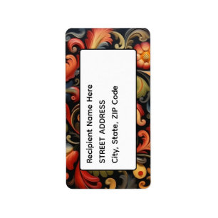 Adress Rosepaint Rosemaling 4 av 6 Adressetikett