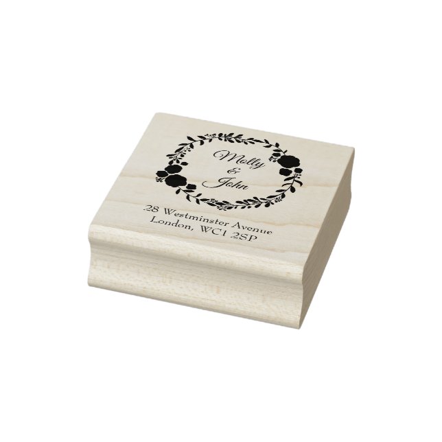 Adress Rustic Monogram WAN Personligt bröllp Stämpel (Stämpel)