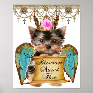 Adress Shabby chic Yorkie Puppy Hund Angel Poster
