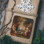 Adress Shepherds Vintage jul Nativitet Fyrkantigt Klistermärke<br><div class="desc">"Adoration of the Shepherds by Sebastiano Conca (1680-1764)", en italiensk Baroque Painter. Den här religiösans kristna målning visar Kristus födelse i Bethlehem-mangaren med den välsignade Jungfru Mary, Saint Joseph, Änglar och Shepherdsen som kom för att döda vår Herre Jesus Kristus. Kristian katolska målning i Underbar vintage för att begrunda vår...</div>