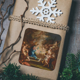 Adress Shepherds Vintage jul Nativitet Fyrkantigt Klistermärke