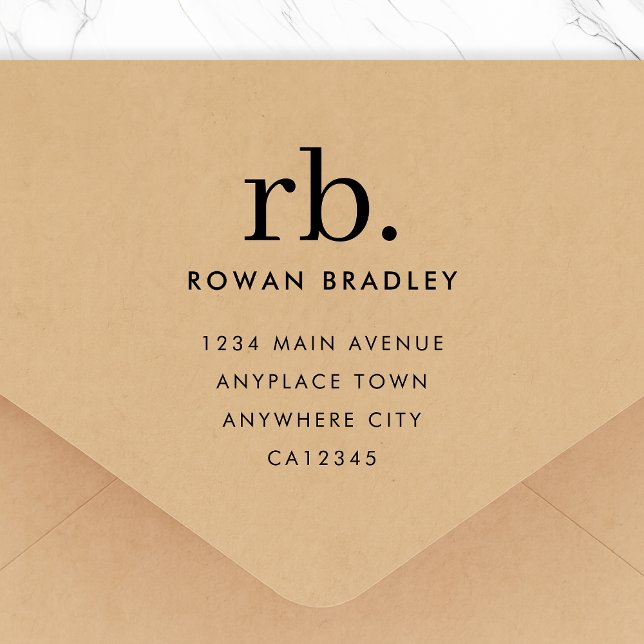 Adress Trästämpel | Returadress Stämplar (Monogrammed address stamp in a modern minimalist style perfect for mail, gifts & favors)