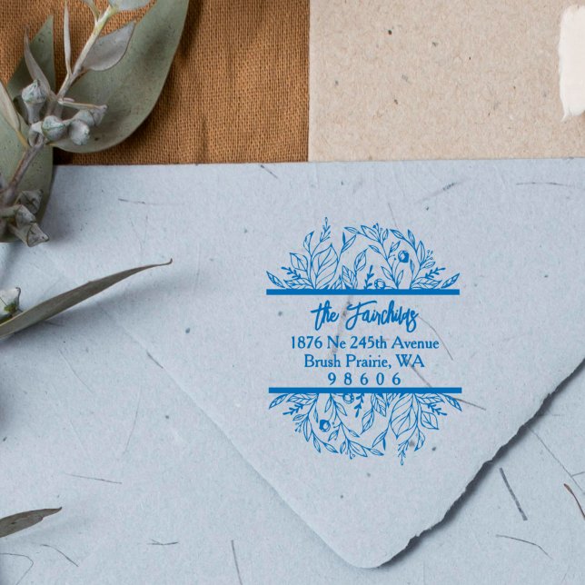 Adress Trendig Simple Finare Wildblommor & Twigs Stämpel (Skapare uppladdad)