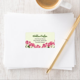 Adress Watercolor Rosa Hydrangea Lacecaps Adressetikett