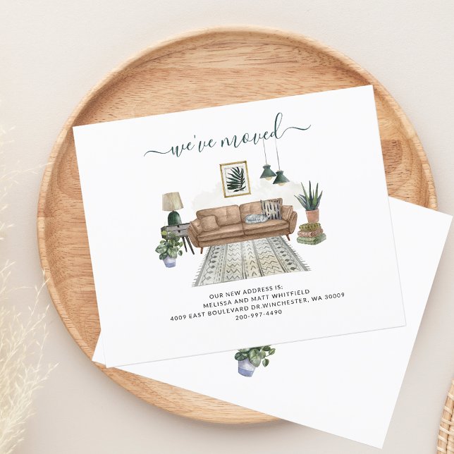 Adressändring Boho Flyttningskungörelse (Moving Announcement Boho Chic Living Room Change of Address)