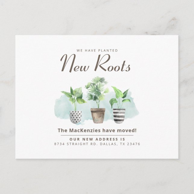 Adressändring Botanisk Flytt Meddelande Vykort (Framsida)