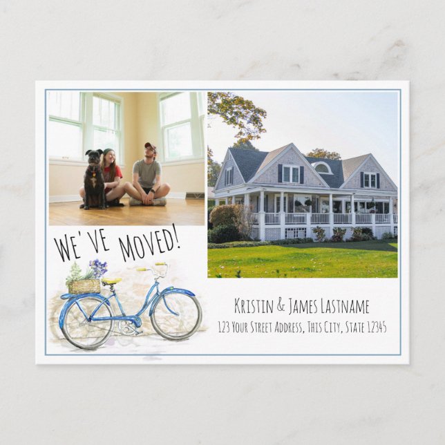 Adressändring Cykel med foto Meddelande Vykort (Framsida)