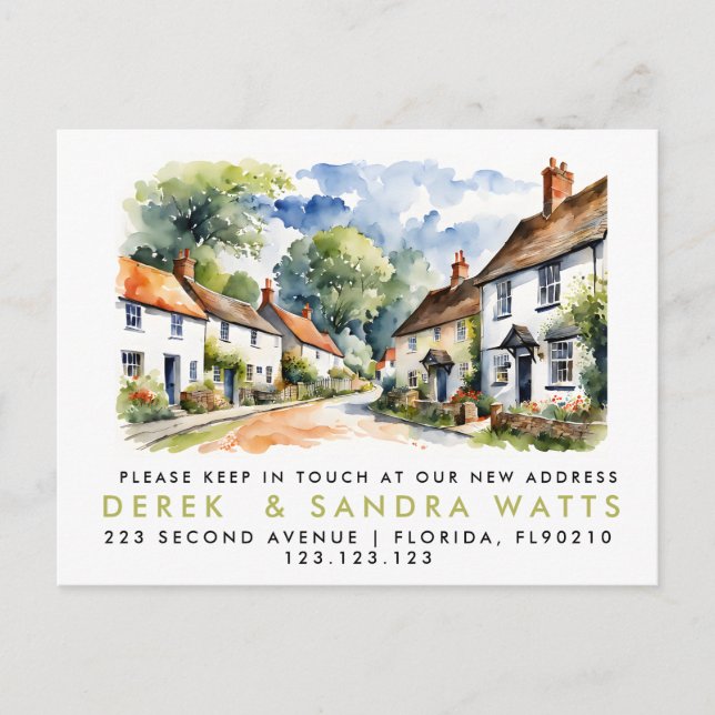 adressändring, flyttat tillkännagivande by meddelande vykort (Framsida)