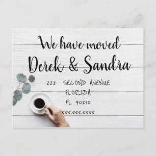 Adressändring för vykort som vi har flyttat kaffe