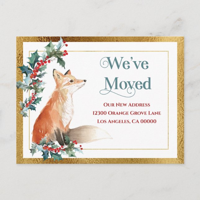 Adressändring Guld Vi Har Flyttat Semester Meddelande Vykort (Framsida)