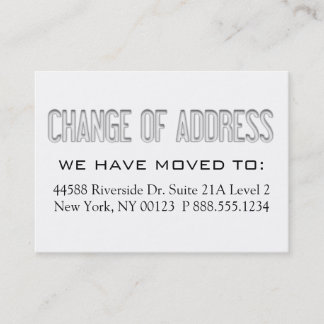 "Adressändring" meddelandeetikett Visitkort