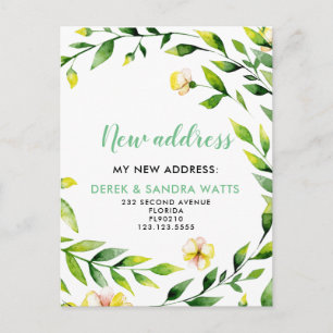 Adressändring som vi har flyttat botaniskt meddelande vykort