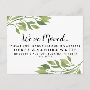 Adressändring som vi har flyttat botaniskt meddelande vykort