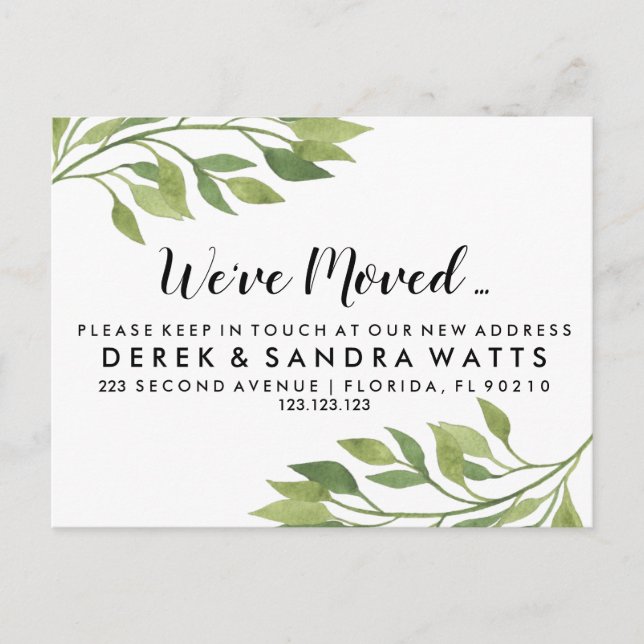 Adressändring som vi har flyttat botaniskt meddelande vykort (Framsida)