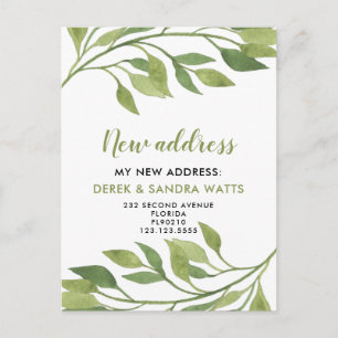 Adressändring som vi har flyttat botaniskt meddelande vykort