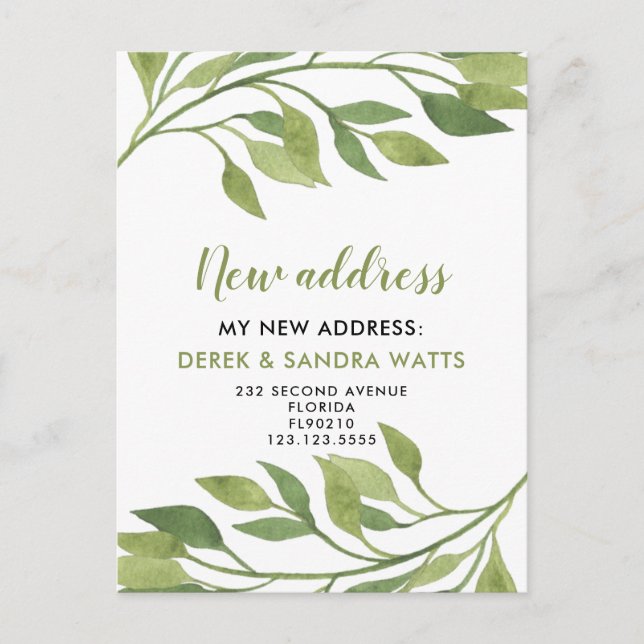 Adressändring som vi har flyttat botaniskt meddelande vykort (Framsida)