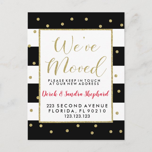 Adressändring som vi har flyttat guld till nästa å meddelande vykort (Framsida)