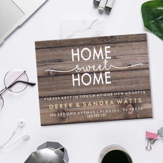 Adressändring som vi har flyttat hus tropiskt meddelande vykort (Skapare uppladdad)