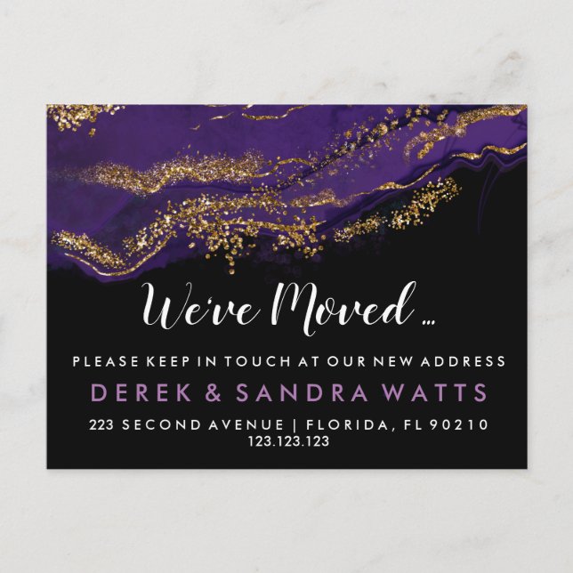 Adressändring som vi har flyttat huslila meddelande vykort (Framsida)