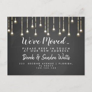 Adressändring som vi har flyttat på kontrollpanels meddelande vykort