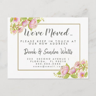 Adressändring som vi har flyttat till engelska ros meddelande vykort