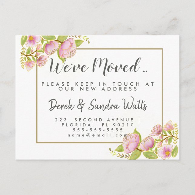 Adressändring vi har flyttat English rose Meddelande Vykort (Framsida)