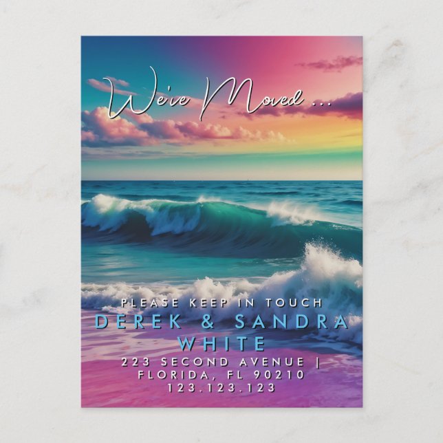 Adressändring vi har flyttat hav ocean meddelande vykort (Framsida)