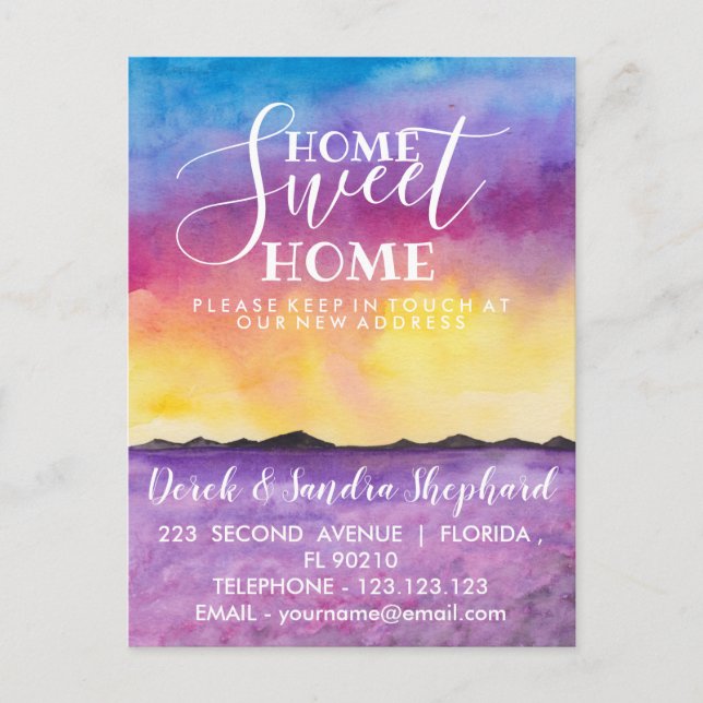 Adressändring vi har flyttat Lavendelfälten Meddelande Vykort (Framsida)