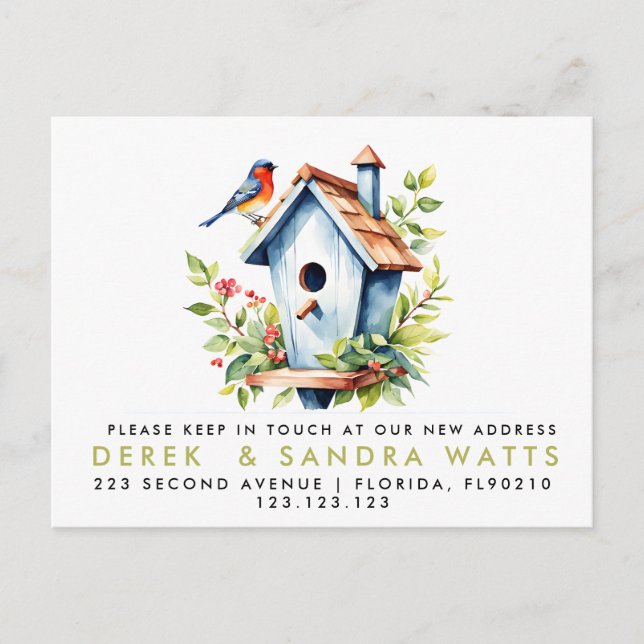 adressändring vi har flyttat meddelande fågel (Framsida)