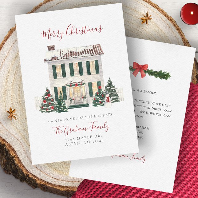 Adressändringskort Julkort för Hus God Jul Inbjudningar (Change Of Address House Merry Christmas Card)