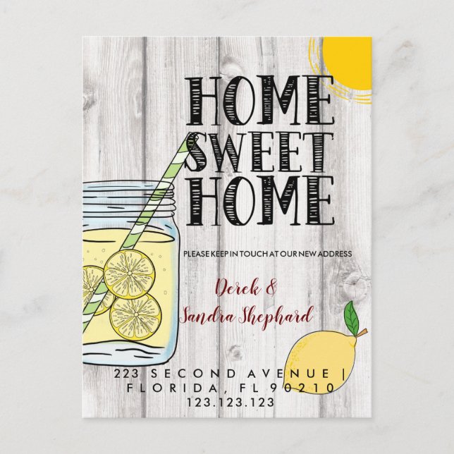 Adressändringskort vi har flyttat lemonad meddelande vykort (Framsida)