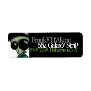 Adressetikett Alien Frankenstein Black Oliv grönt Returadress Etikett