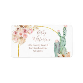 Adressetikett Boho Cactus Rosa Blommigt Baby Showe