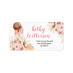 Adressetikett Boho glass blommigt Baby Shower