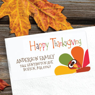 Adressetikett Cute Turkey Happy thanksgiving