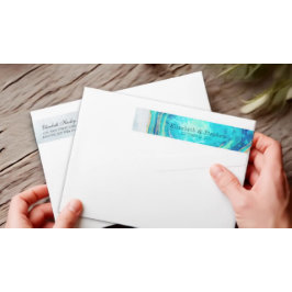 Adressetikett Elegant Modern Teal Guld Agate Geode Etikettband