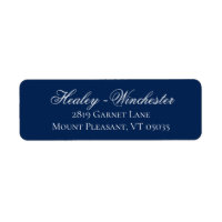 Adressetikett elegant Navy Blue and White Bröllop