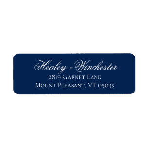 Adressetikett elegant Navy Blue and White Bröllop Returadress Etikett