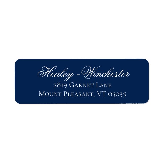 Adressetikett elegant Navy Blue and White Bröllop Returadress Etikett (Framsidan)