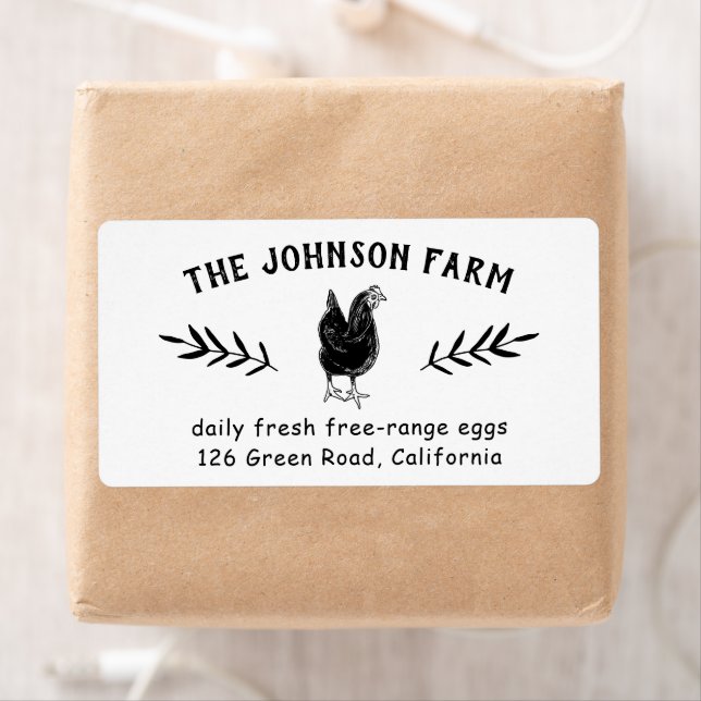 Adressetikett Farm Namn Fresh Chicken Eggs Fraktsedel (Insitu)