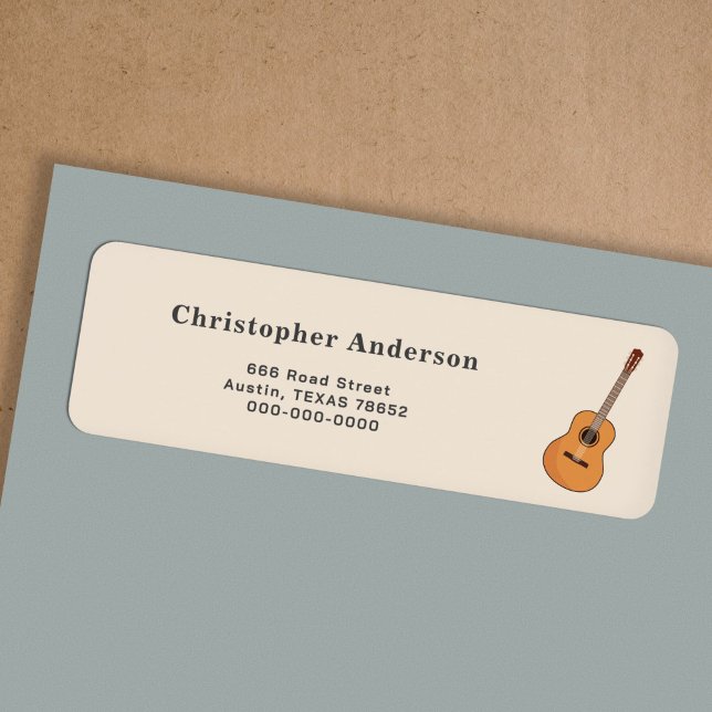 Adressetikett för Acoustic Guitar Return Returadress Etikett (Acoustic Guitar Return Address Label)