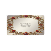 Adressetikett för återsändande till guld Blommigt 