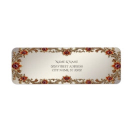 Adressetikett för återsändande till guld Blommigt  Returadress Etikett