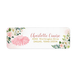 Adressetikett för Ballerina Tutu Baby Shower Returadress Etikett