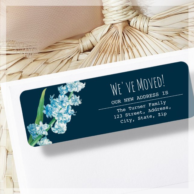 Adressetikett för blå nederbördsadress för vi har  returadress etikett (Skapare uppladdad)