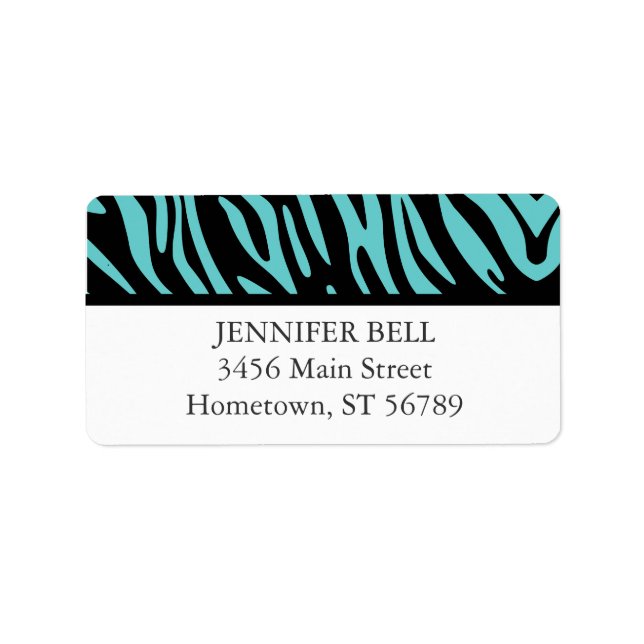 Adressetikett för Black and Teal Zebra (Framsidan)