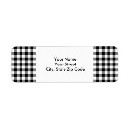 Adressetikett för Black and White Gingham Mönster Returadress Etikett