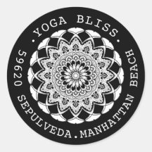 Adressetikett för Black and White Mandala