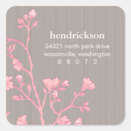 Adressetikett för blommigt Gren-kvadrat Fyrkantigt Klistermärke